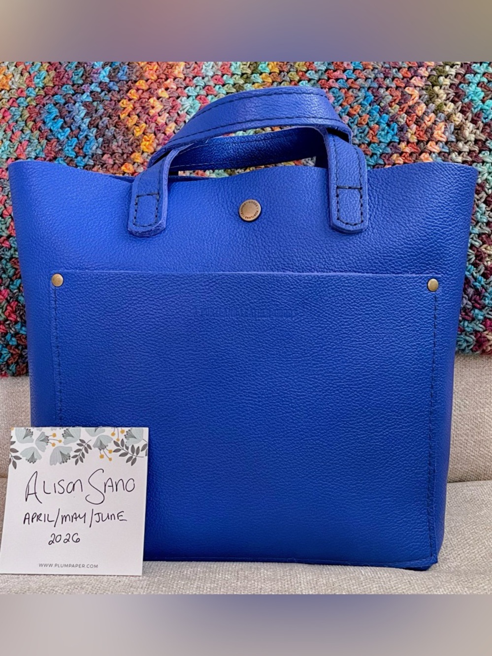 Portland Leather Goods Astro Blue Pebbled Leather Mini Crossbody Tote with Snap